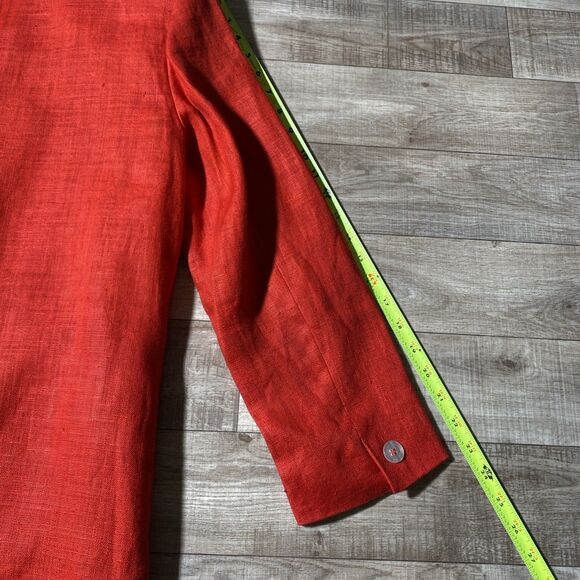 80s Vintage International Scene Red Linen Blazer Lined Double-Breasted Work - Picture 8 of 9